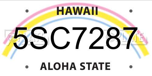 5SC7287 Hawaii License Plate