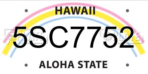 5SC7752 Hawaii License Plate