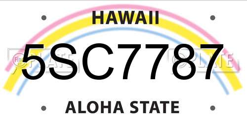 5SC7787 Hawaii License Plate