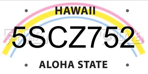 5SCZ752 Hawaii License Plate