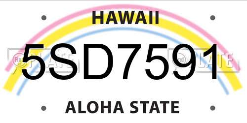 5SD7591 Hawaii License Plate