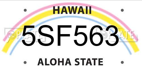 5SF563 Hawaii License Plate