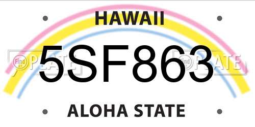 5SF863 Hawaii License Plate