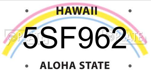 5SF962 Hawaii License Plate