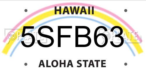 5SFB63 Hawaii License Plate