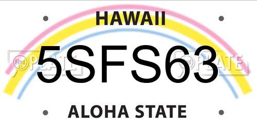 5SFS63 Hawaii License Plate