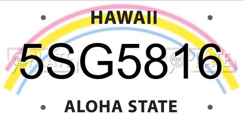 5SG5816 Hawaii License Plate