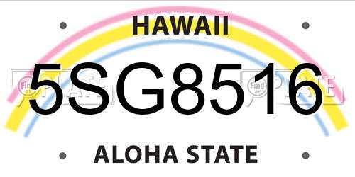 5SG8516 Hawaii License Plate