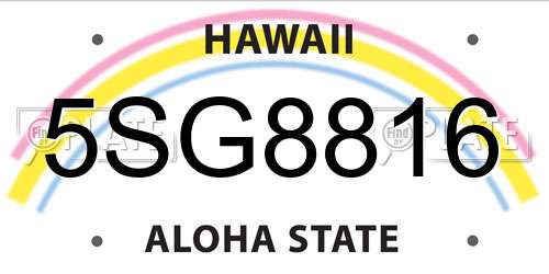 5SG8816 Hawaii License Plate