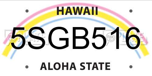 5SGB516 Hawaii License Plate