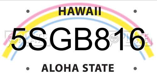 5SGB816 Hawaii License Plate