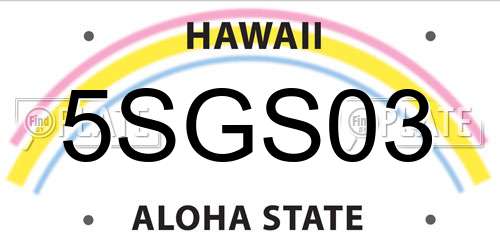 5SGS03 Hawaii License Plate