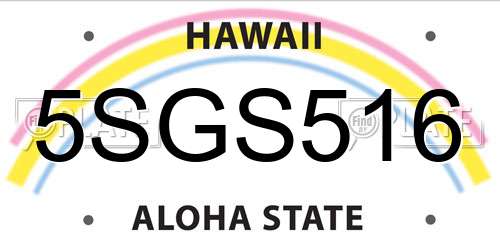 5SGS516 Hawaii License Plate