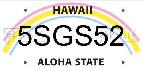 5SGS52 Hawaii License Plate