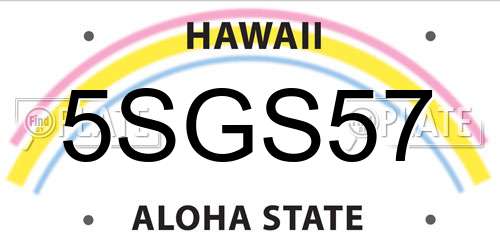 5SGS57 Hawaii License Plate