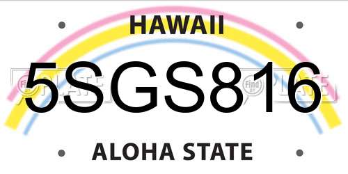 5SGS816 Hawaii License Plate