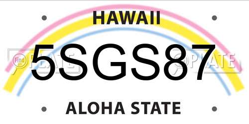 5SGS87 Hawaii License Plate