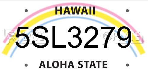 5SL3279 Hawaii License Plate