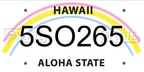 5SO265 Hawaii License Plate