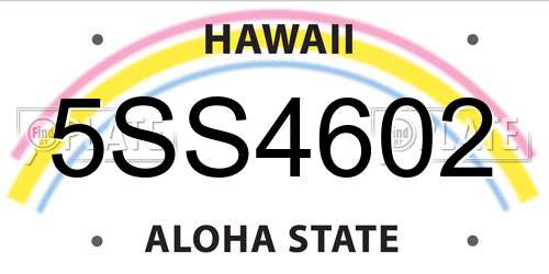 5SS4602 Hawaii License Plate