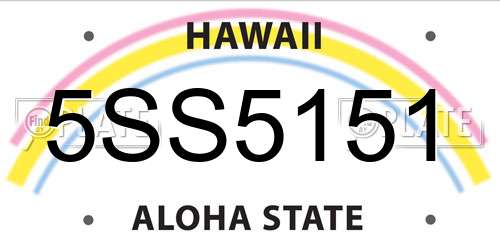 5SS5151 Hawaii License Plate