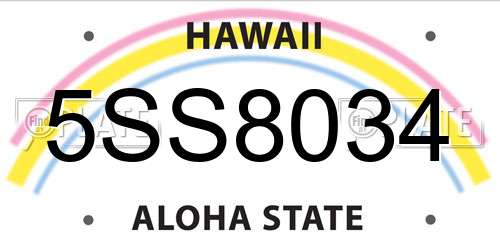 5SS8034 Hawaii License Plate