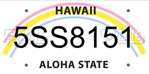 5SS8151 Hawaii License Plate