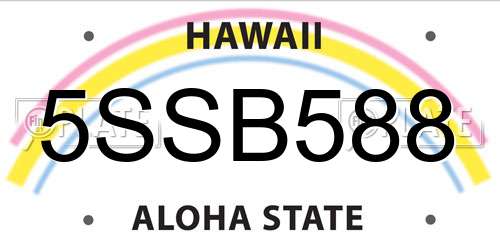 5SSB588 Hawaii License Plate