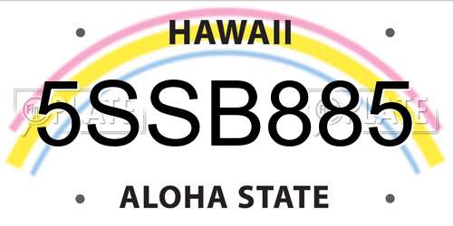 5SSB885 Hawaii License Plate
