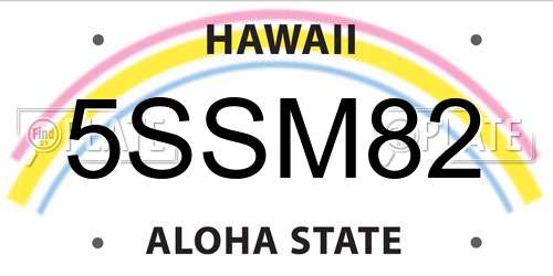 5SSM82 Hawaii License Plate