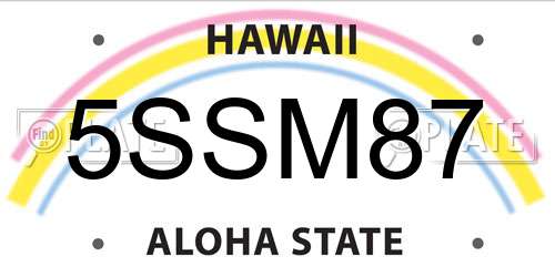 5SSM87 Hawaii License Plate