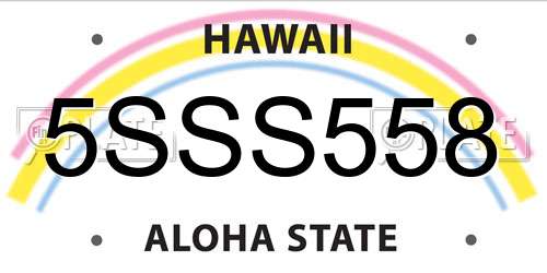 5SSS558 Hawaii License Plate
