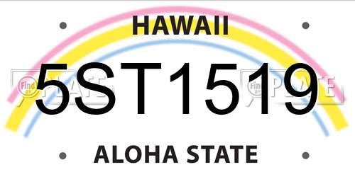 5ST1519 Hawaii License Plate