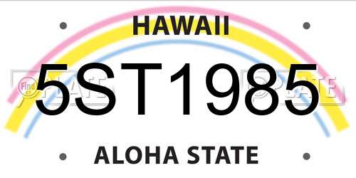 5ST1985 Hawaii License Plate