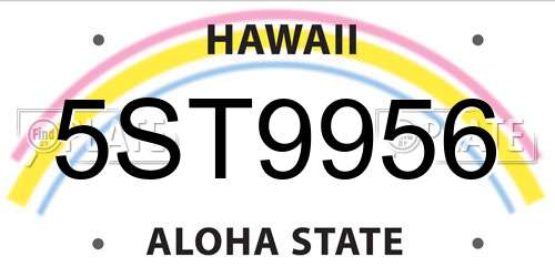 5ST9956 Hawaii License Plate
