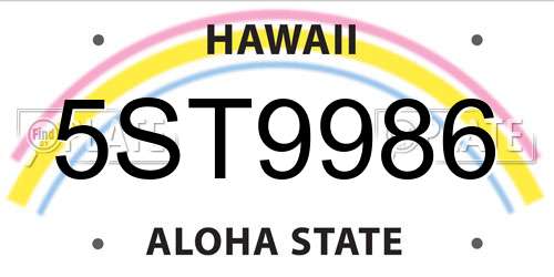 5ST9986 Hawaii License Plate