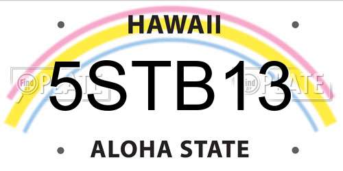 5STB13 Hawaii License Plate