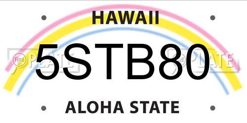 5STB80 Hawaii License Plate