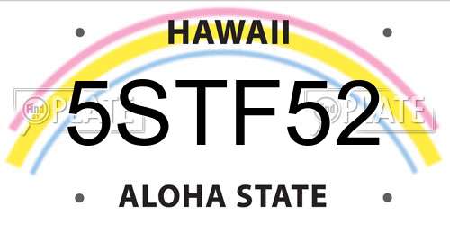 5STF52 Hawaii License Plate