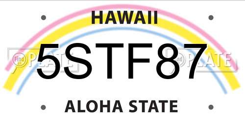 5STF87 Hawaii License Plate