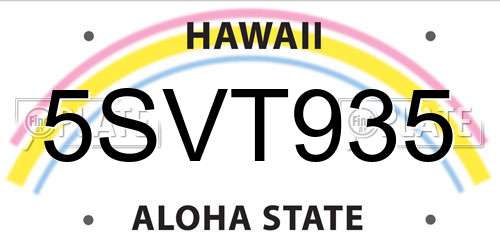 5SVT935 Hawaii License Plate