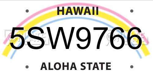 5SW9766 Hawaii License Plate