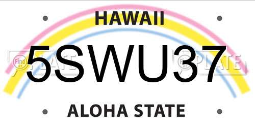 5SWU37 Hawaii License Plate