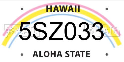 5SZ033 Hawaii License Plate