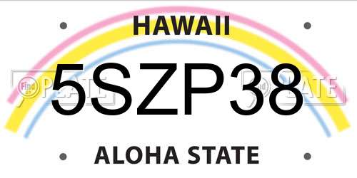 5SZP38 Hawaii License Plate