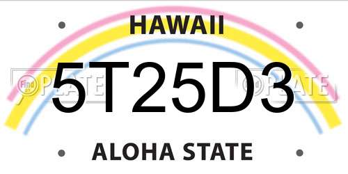 5T25D3 Hawaii License Plate