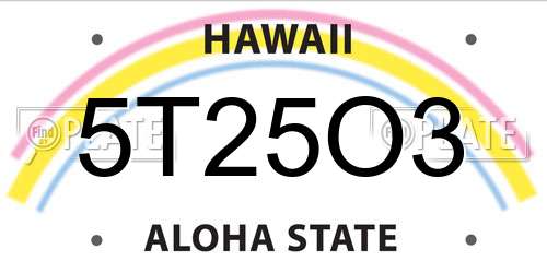 5T25O3 Hawaii License Plate
