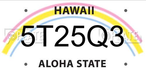 5T25Q3 Hawaii License Plate