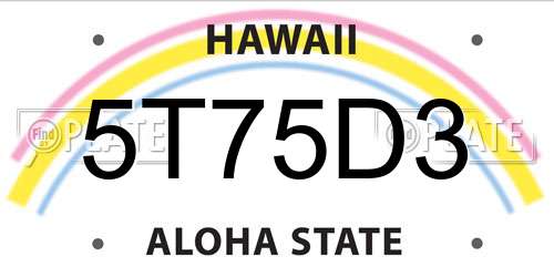 5T75D3 Hawaii License Plate