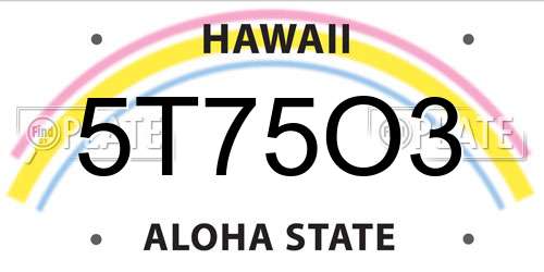 5T75O3 Hawaii License Plate